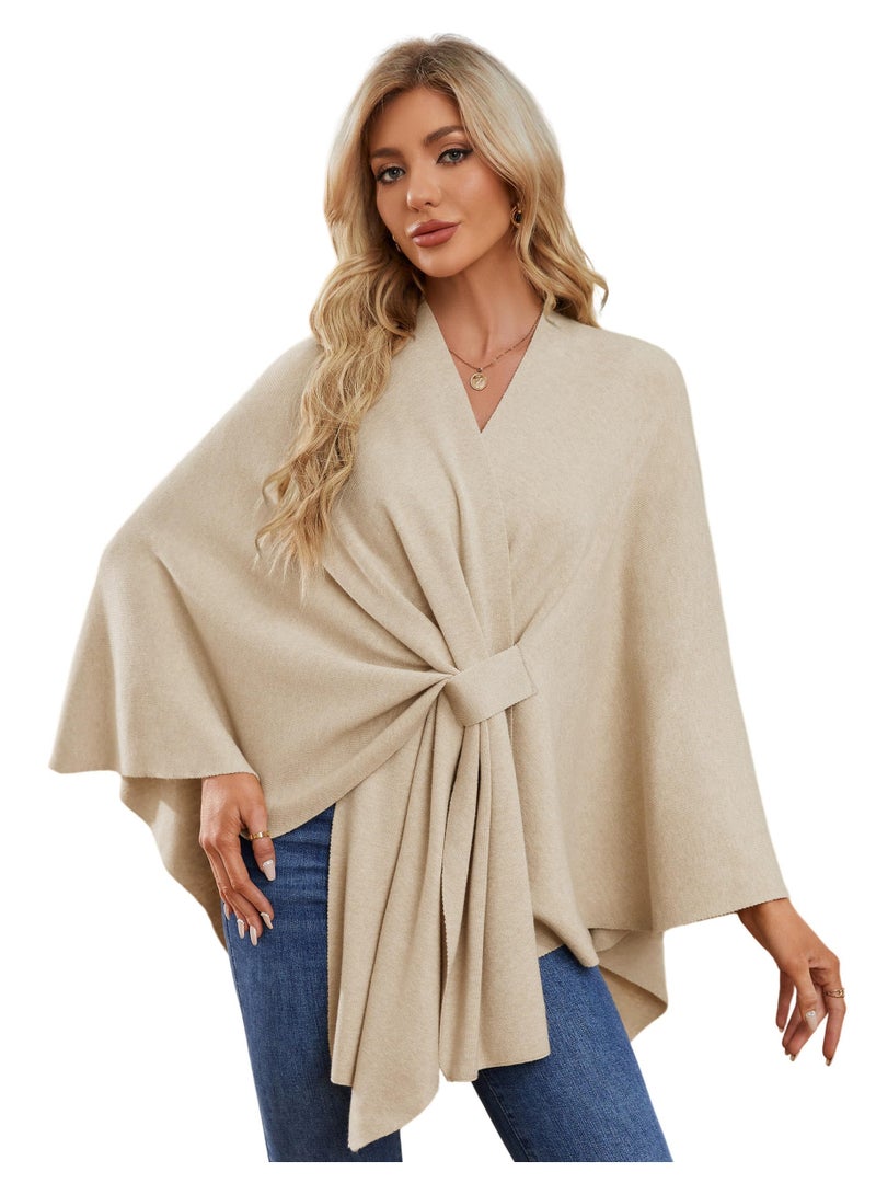 KOWVOWZ Women's Shawl Wrap Winter Fall Poncho Retro Style Vintage Pattern Cape Wraps Lightweight Open Front Sweater Cardigan - Image 1